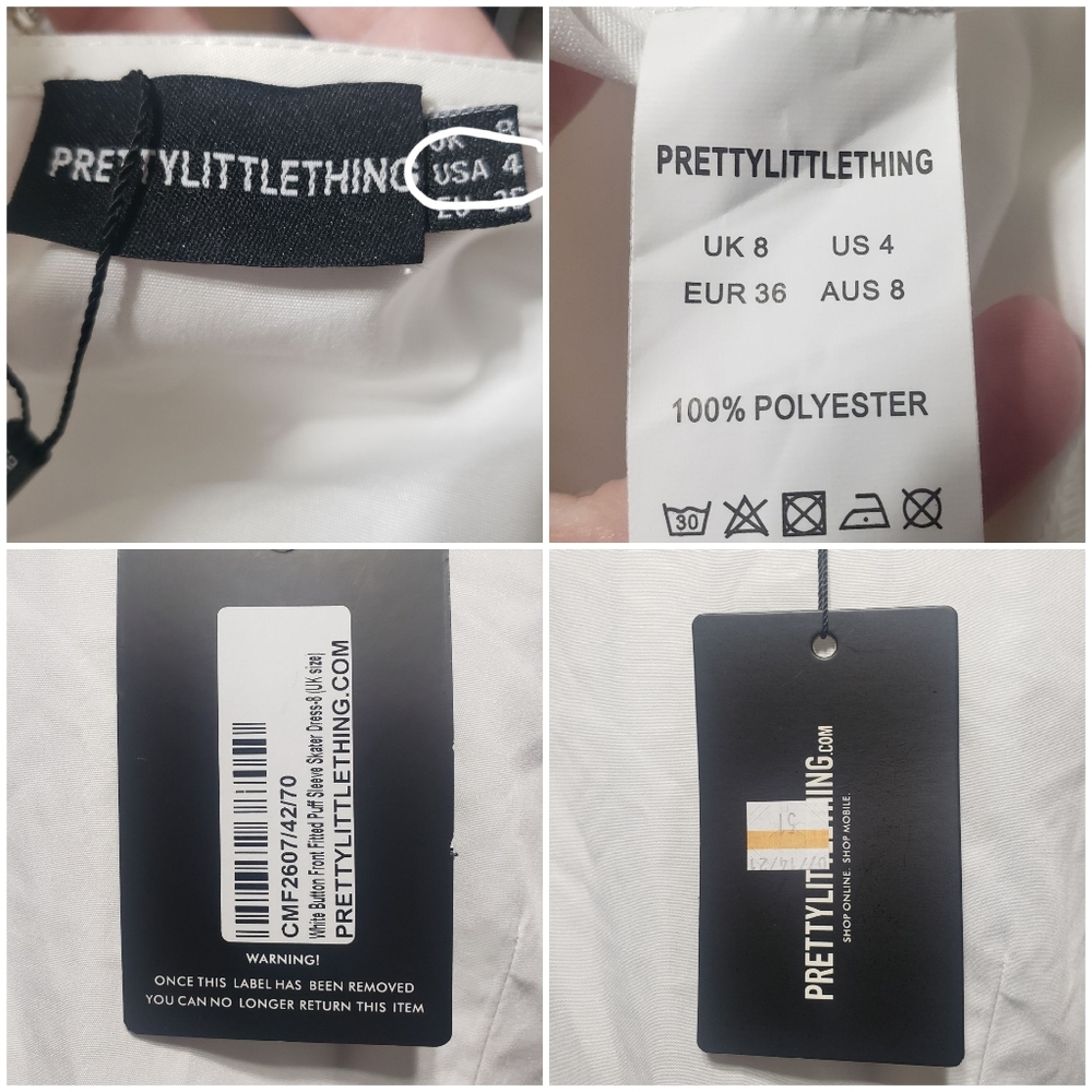 PrettyLittleThing Sz 4 White Skater Dress - Picture 11 of 13